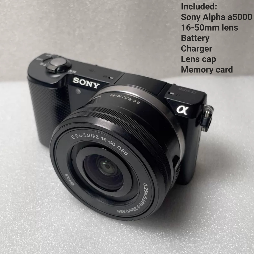 Sony Alpha a5000 Mirrorless Digital Camera 16-50mm Lens Black Complete Kit