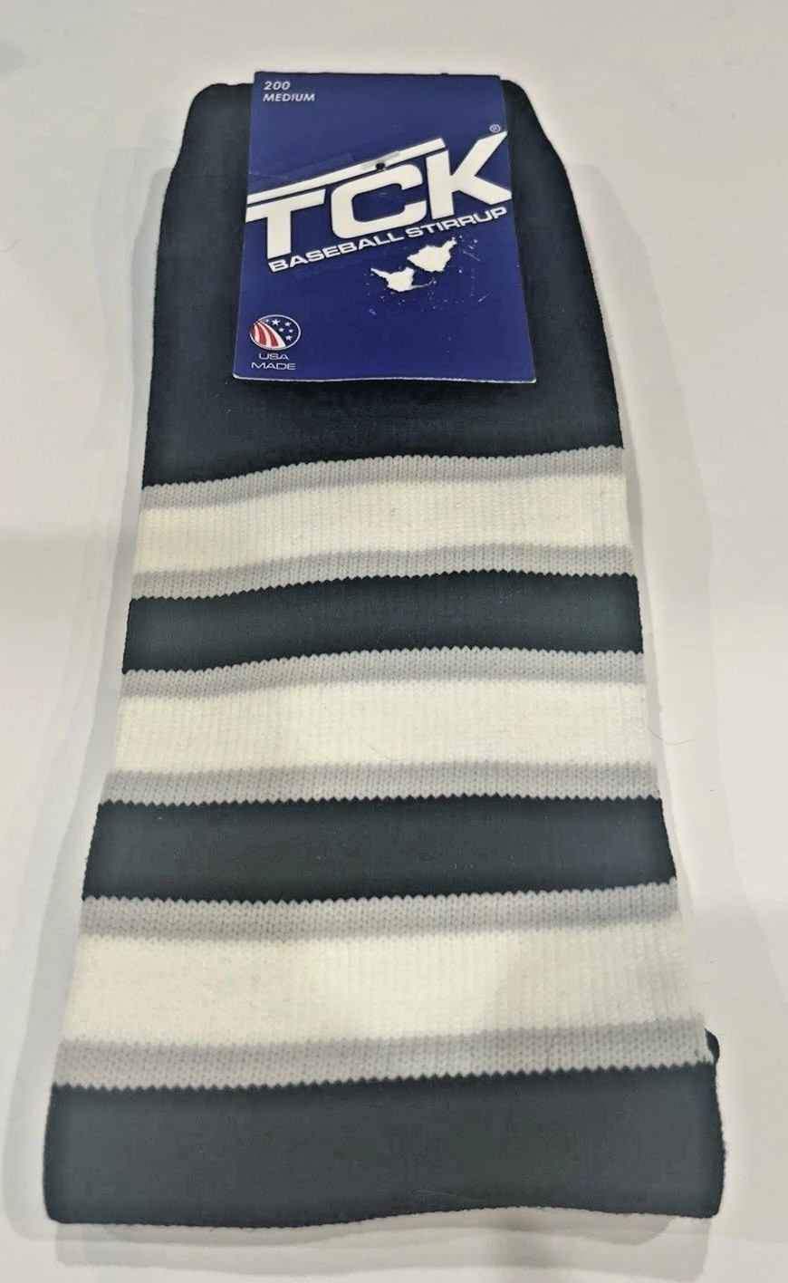 TCK Baseball Stirrup Socks Men's 200 Medium Black White Gray Brand New With Tags