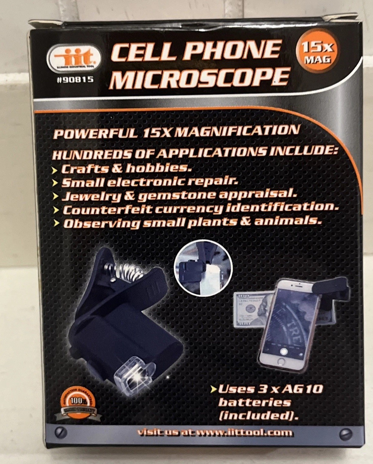 Universal Cell Phone Microscope 15X Magnification w Clip Works on any Cell Phone