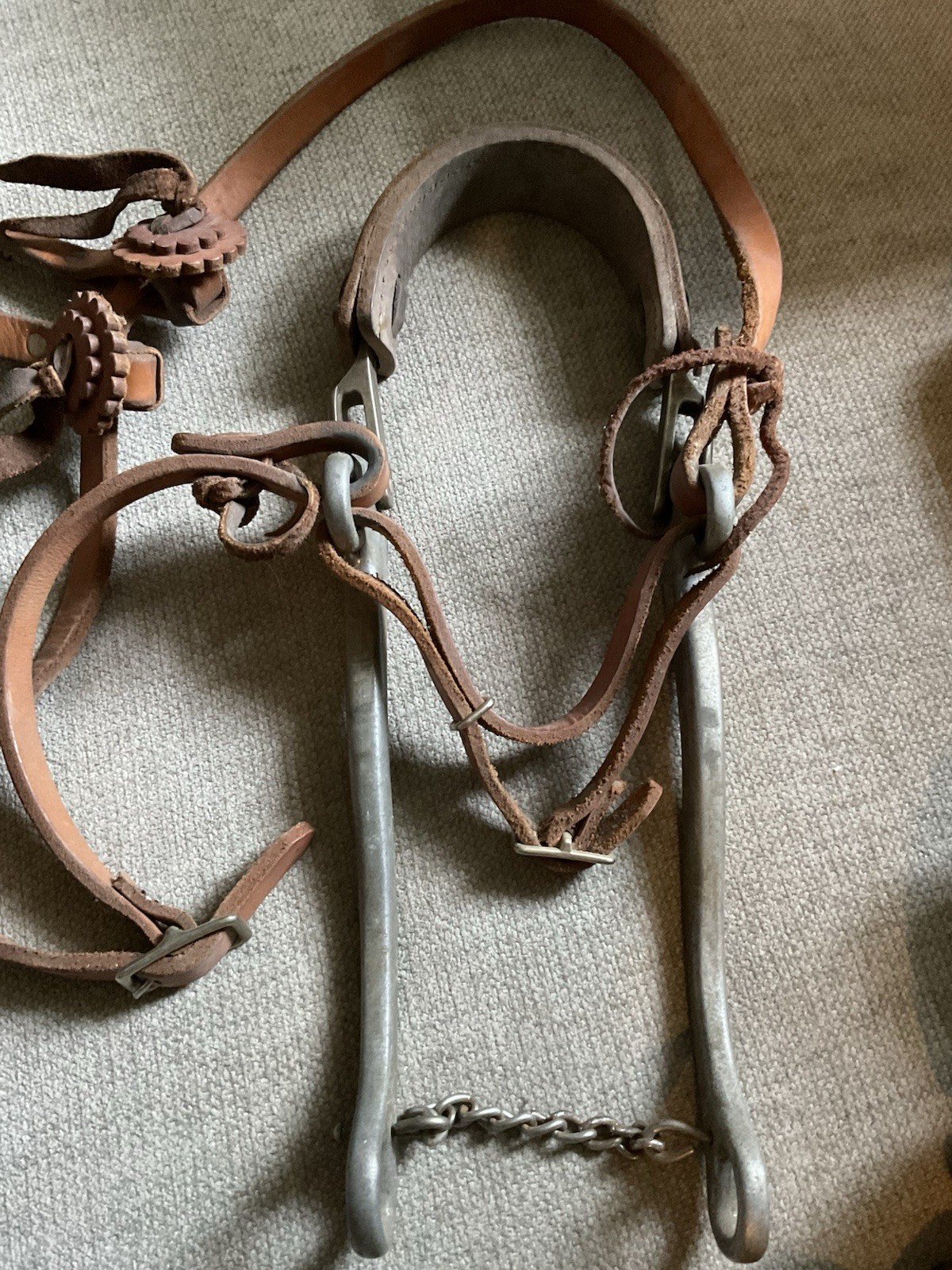 Leather Horse Bridal With Reins Vtg See Pics Unbranded