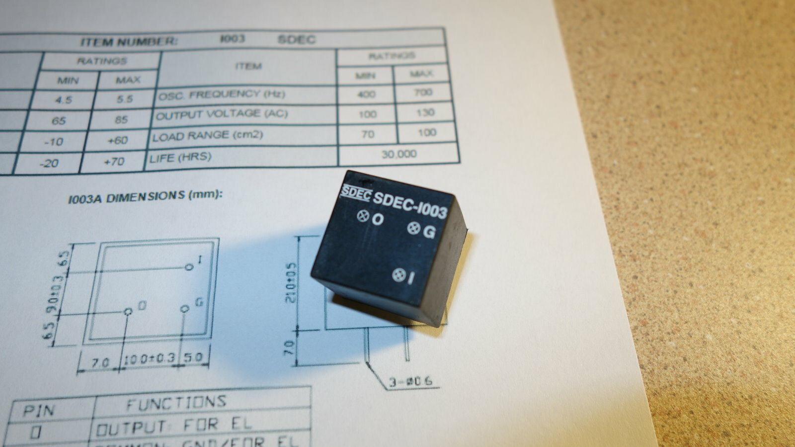 SDEC i003 EL Panel Inverter Module 5v Operation (RB10.1)