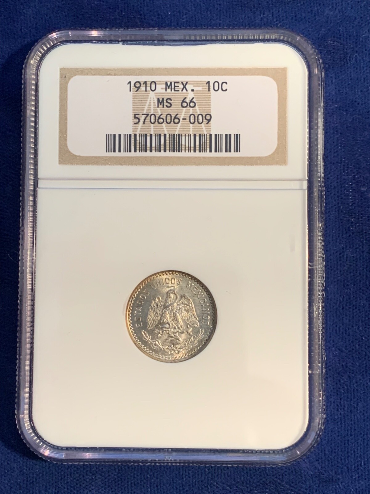 MEXICO ESTADOS UNIDOS 1910  10 CENTAVOS COIN NGC CERTIFIED GEM UNCIRCULATED MS66