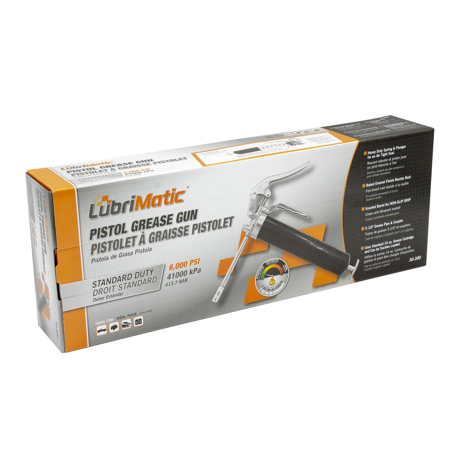Lubrimatic 30-300 Black Steel Manual Grease Gun 14.3 Lx2.5 Hx5.5 W in. 5 Pack