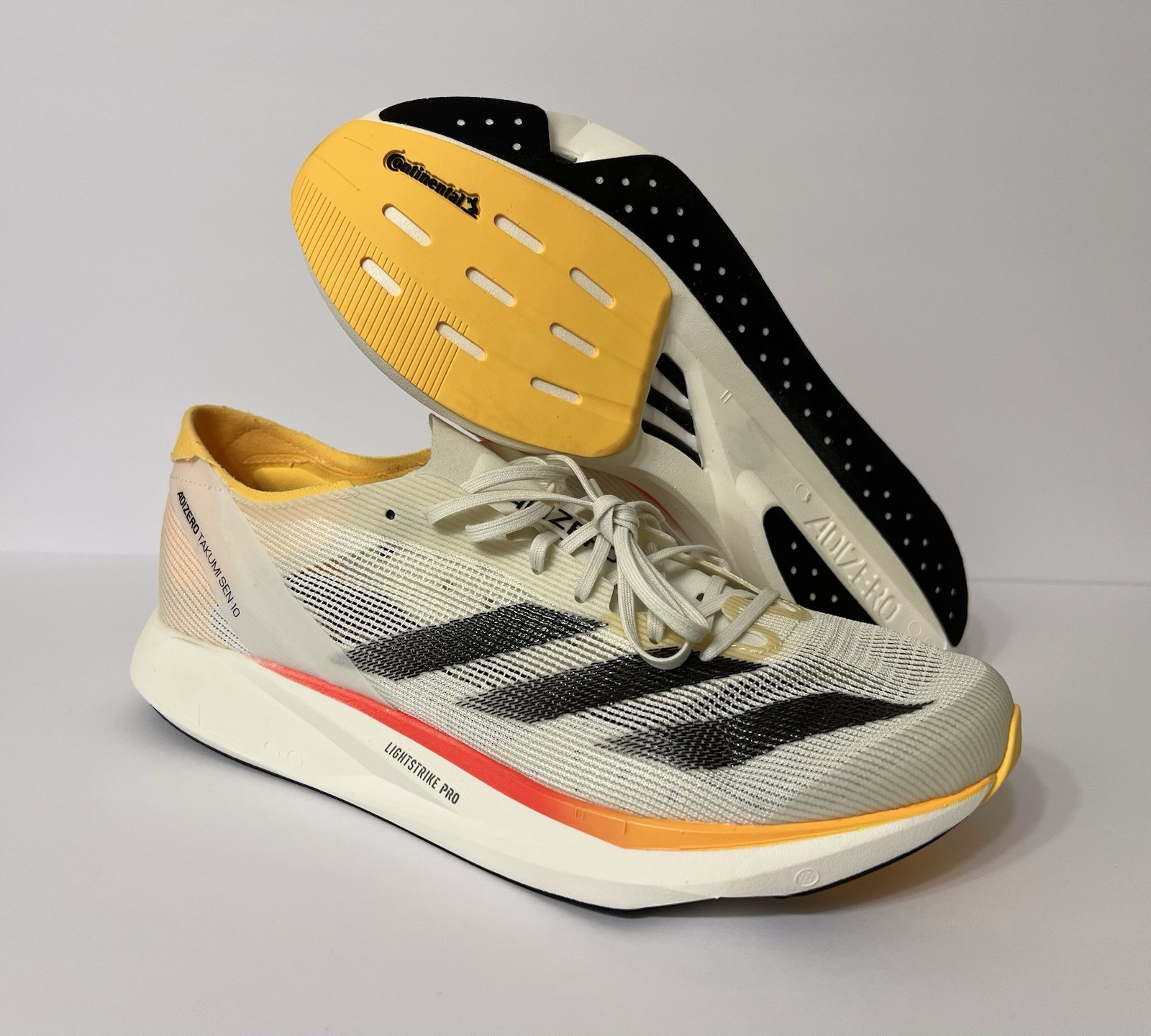 Adidas Adizero Takumi Sen 10 Running Shoes ‘Sun Fire’ Ivory Pack IG8202 Mens 11
