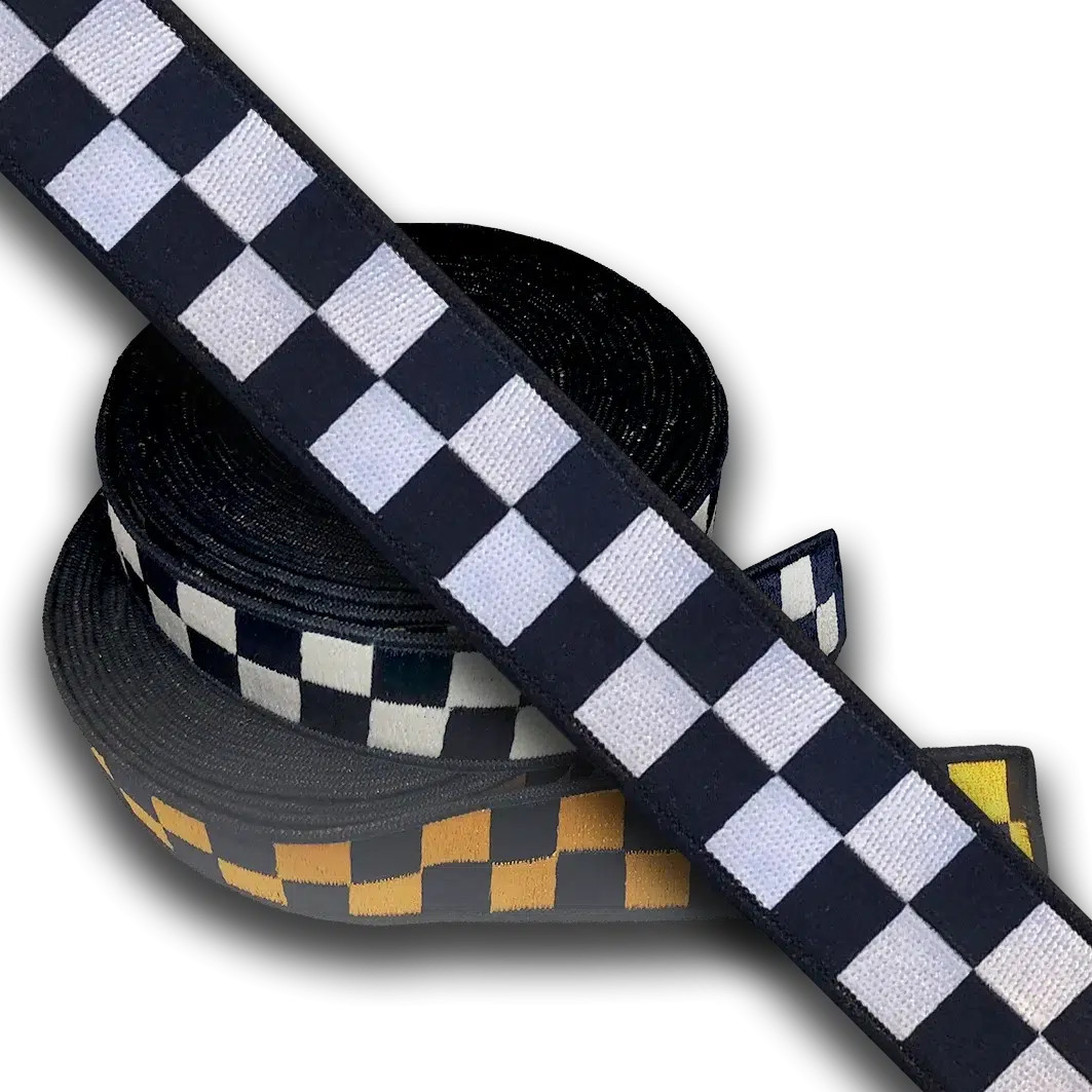 CHICAGO POLICE CHECKER HATBAND MATERIAL: Navy & White, 1.5" (SOLD BY THE FOOT)