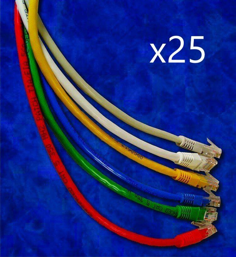 25 Pack - 50ft CAT5e Ethernet Network LAN Router Patch Cable Cord - Pick Colors