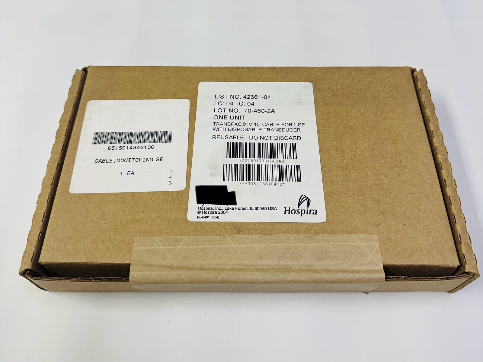 Transducer Transpac IV Cable 15 Foot, Disposable - 42661042