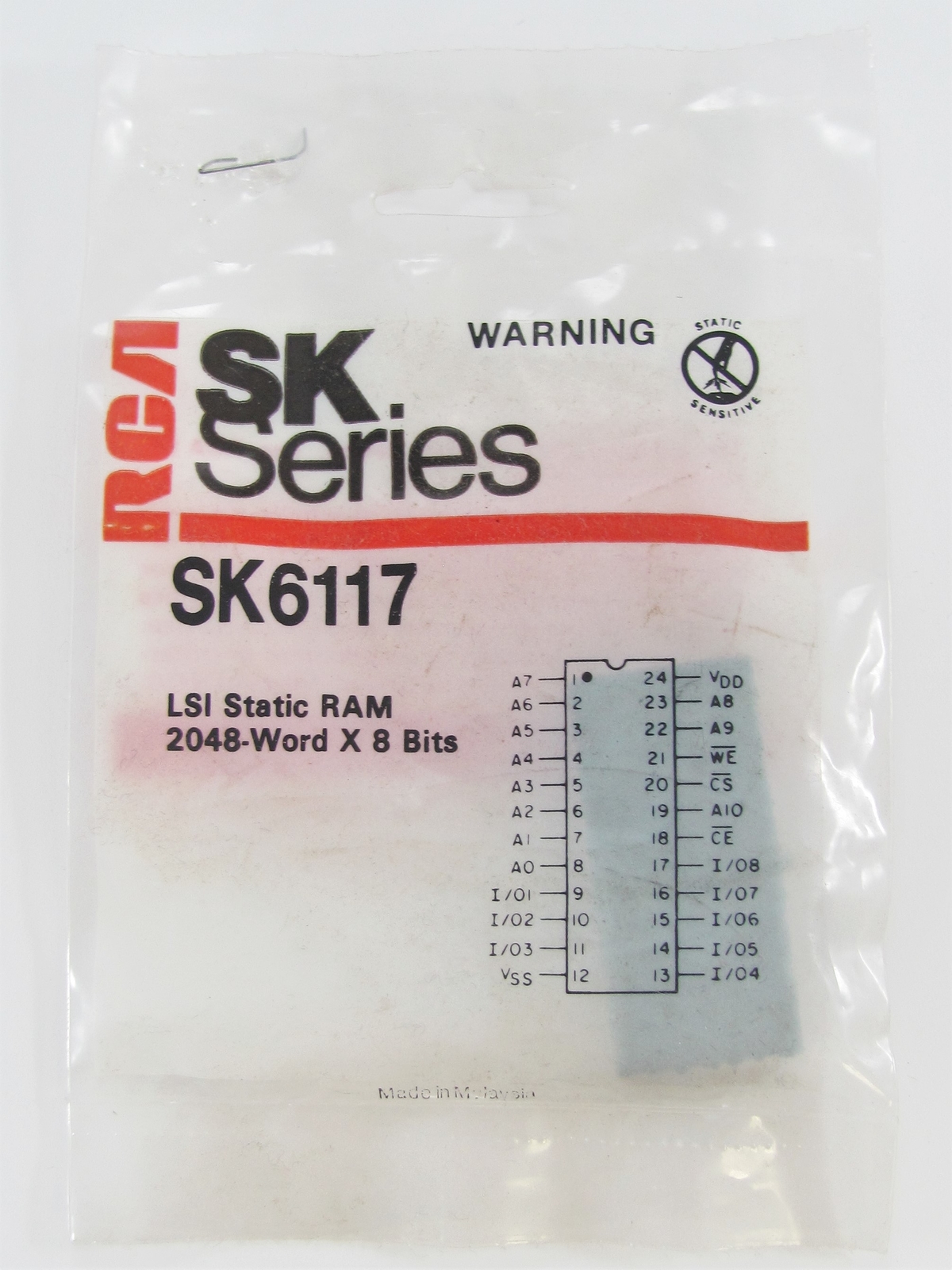 RCA SK6117 - 2048-Word X 8-Bits LSI Static RAM - 24-Pin DIP IC, NOS