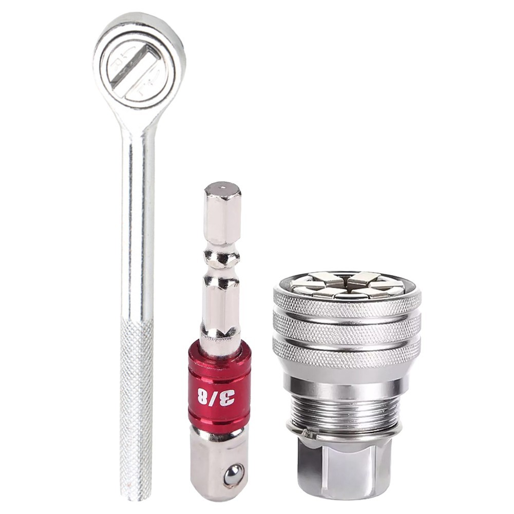 Multi Function Ratchet Wrench with Adjustable Socket and Extension Bar