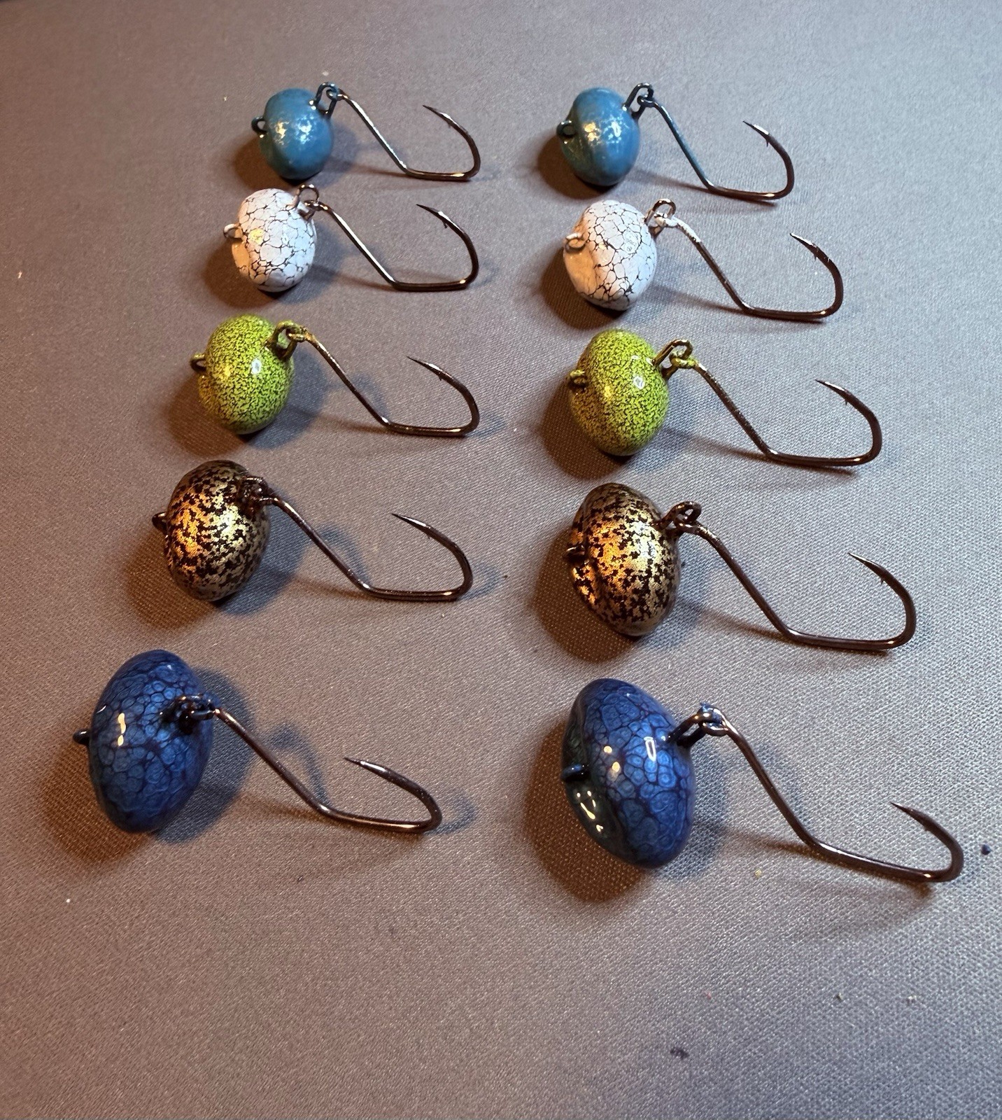 Sheepshead Jigs Fishing - Football Swing Jig - Multicolor, You Pick Size QTY 10