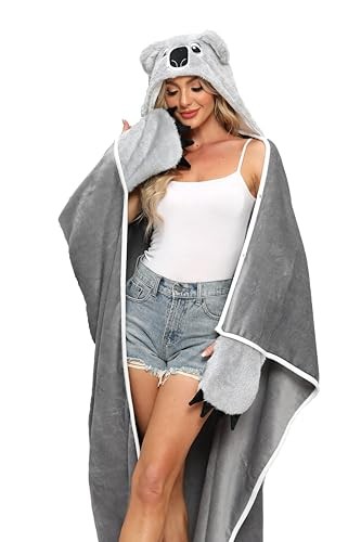 Wearable Hooded Blanket for Grey Koala Blankets Grey Koala Blankets
