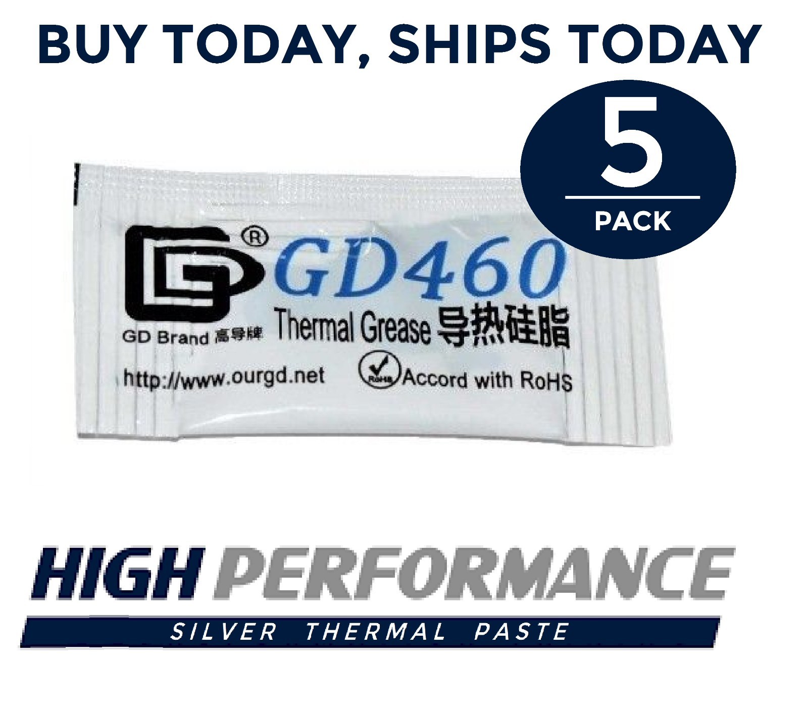 5PC LOT 0.5G High Performance Silver Thermal Paste Compound Grease CPU GPU Gray