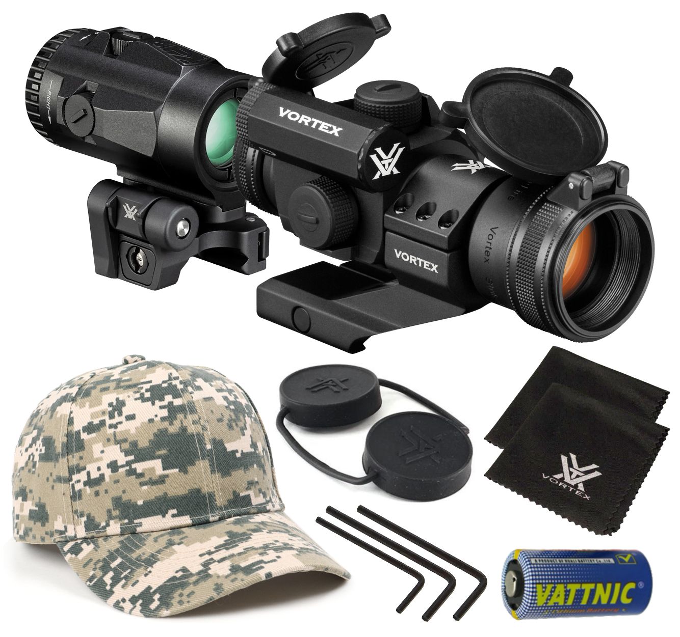 Vortex Optics Strikefire II Red/Green Dot Scope w/ 3x Magnifier & CD Hat Bundle