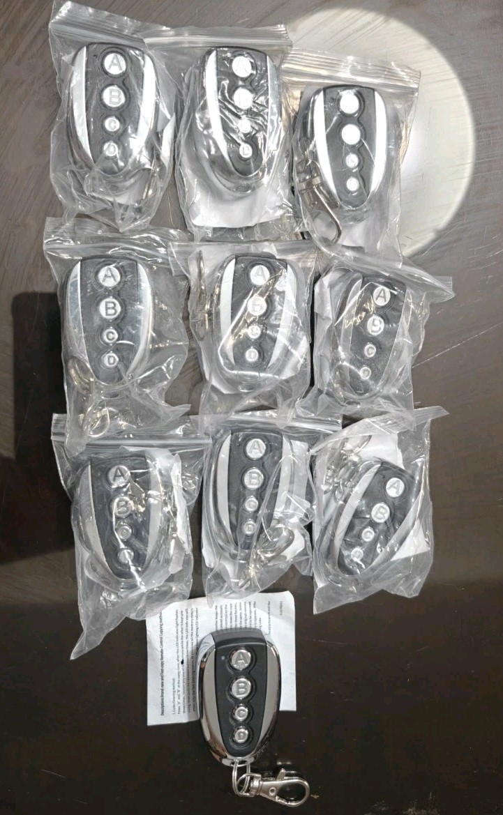 4-Button Keychain Remote Controls/Transmitters, Black/Silver Plastic