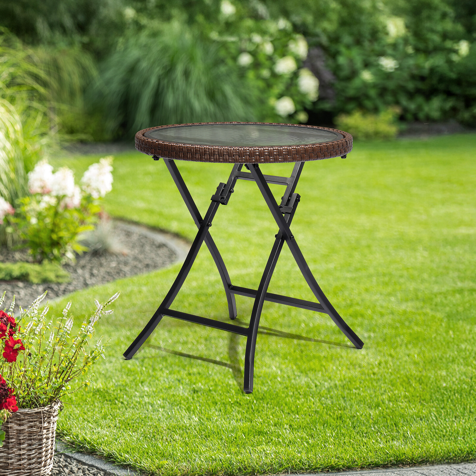 18"/19" Small Patio Side Table Round Coffee Table Foldable Sofa Side Table,New