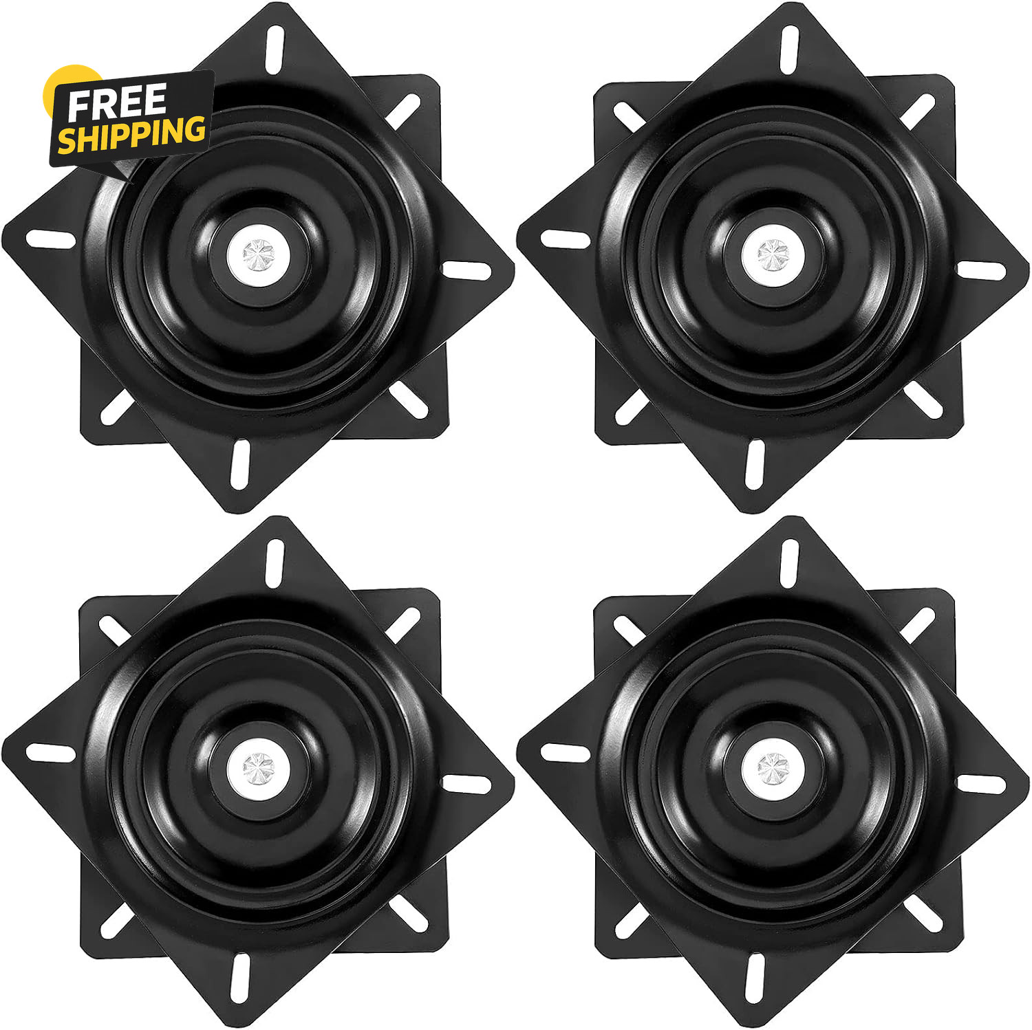 4 Pack 6.25" Bar Stool Swivel Plate 360° Replacement Base Chair Turntable Black