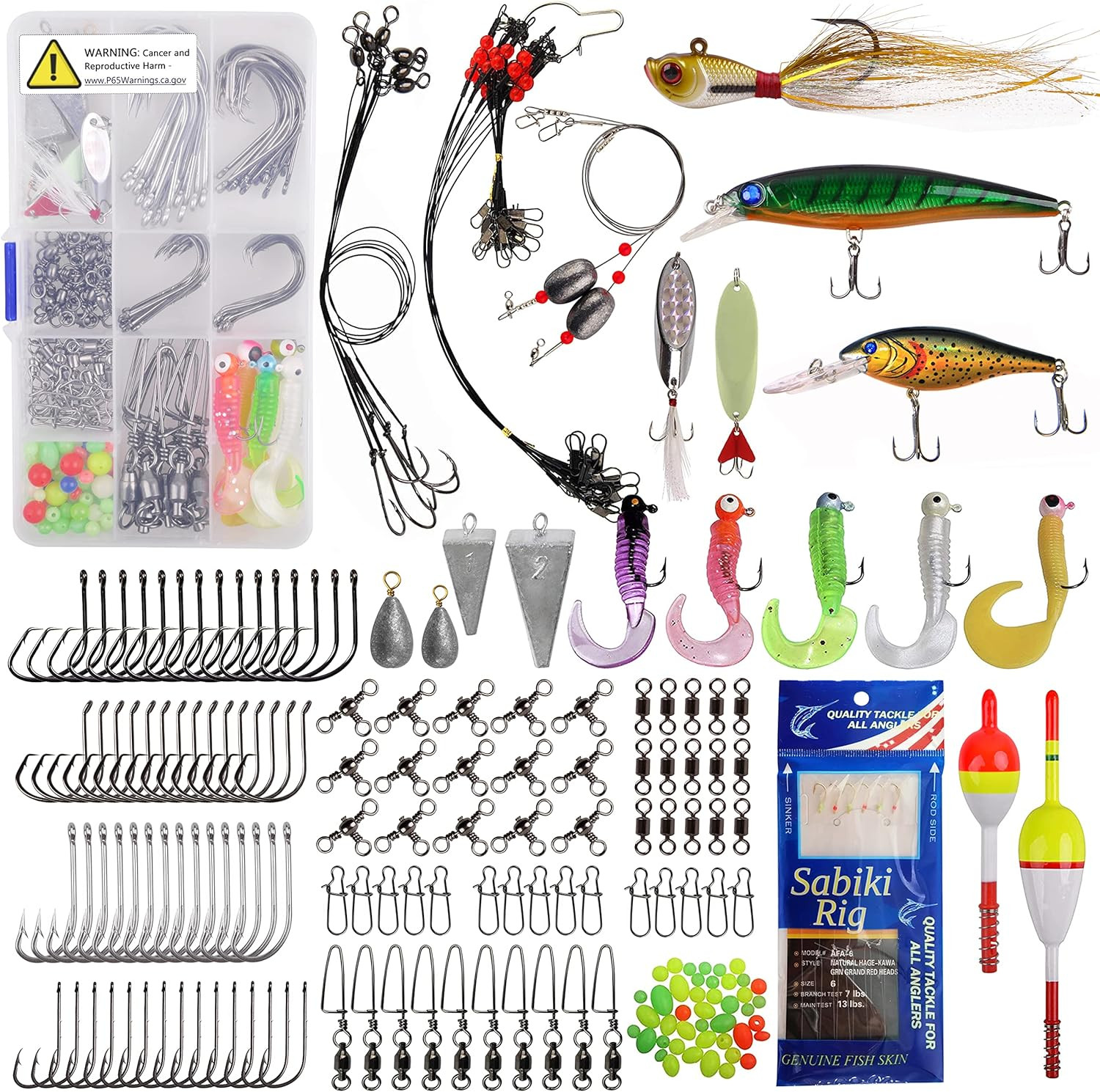 Saltwater Fishing Tackle Kit -212Pcs Ocean Fishing Tackle Box Include Fishing Ri