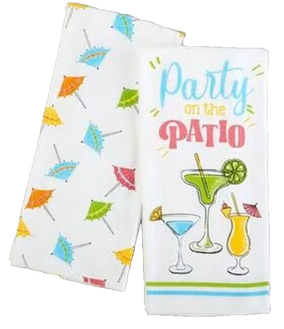 2 DIFFERENT JUMBO TOWELS (16"x26") SUMMER PARTY ON THE PATIO & COCKTAILS, HW