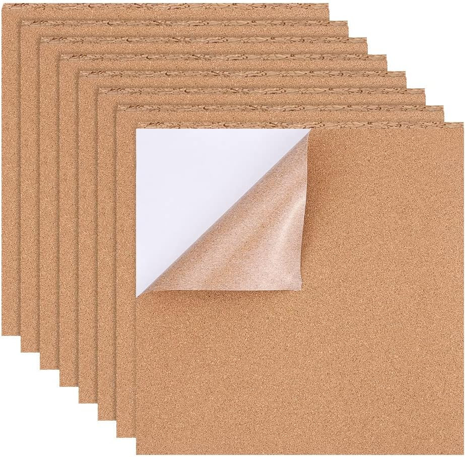 12 Pack Self-Adhesive Cork Sheets(1mm thick) Cork Tiles Cork Mat 11.8x11.8Inch w