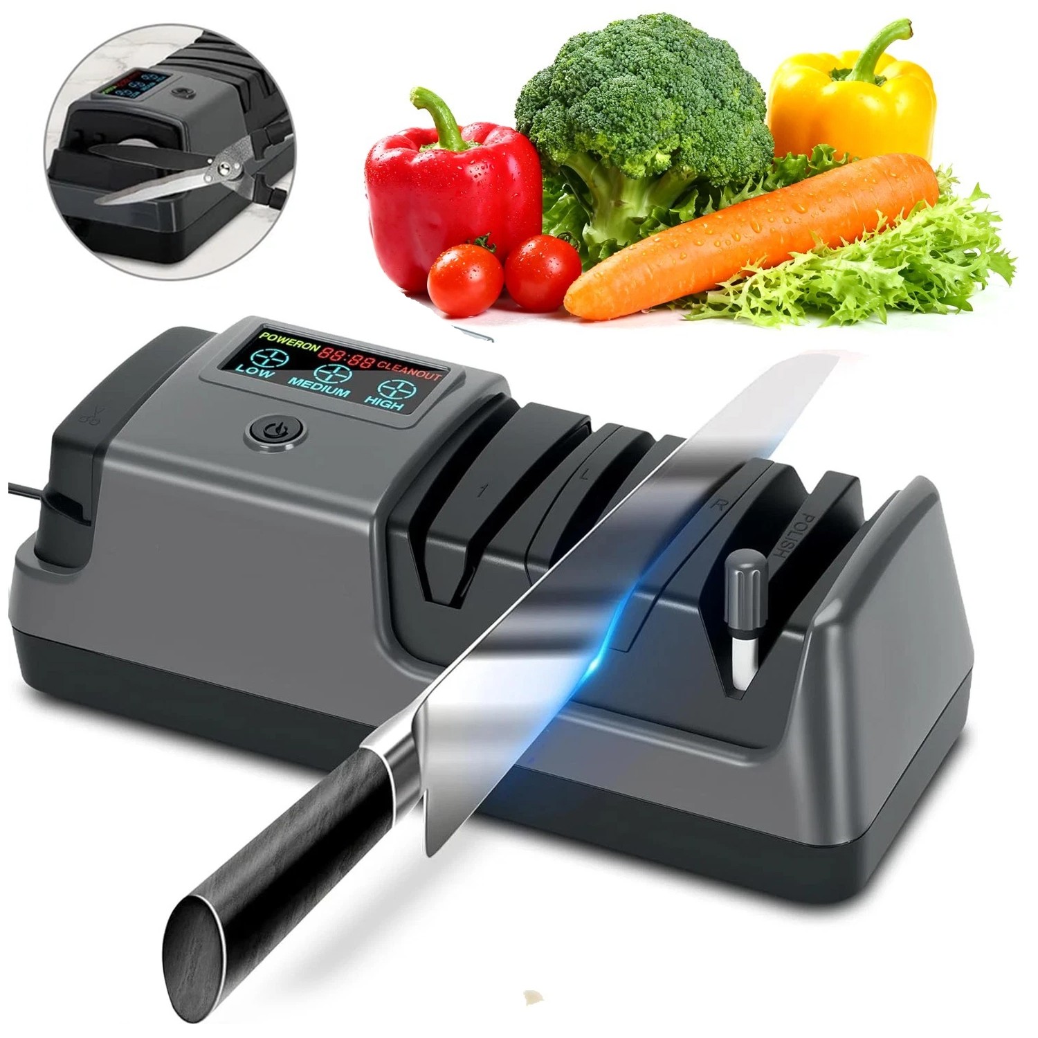 Professional Electric Knife Sharpener 3 Stage Chef Knife Scissor Sharpening