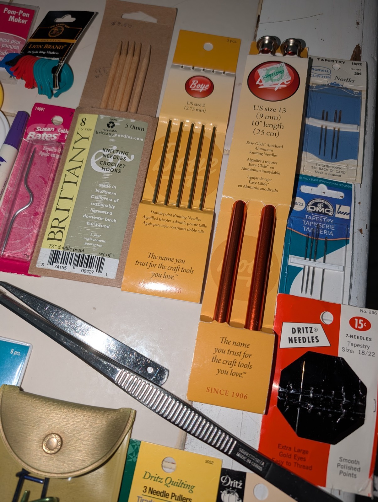 Lot Of Knitting & Crocheting Needles Vintage Boye Chiaogoo Clover & More