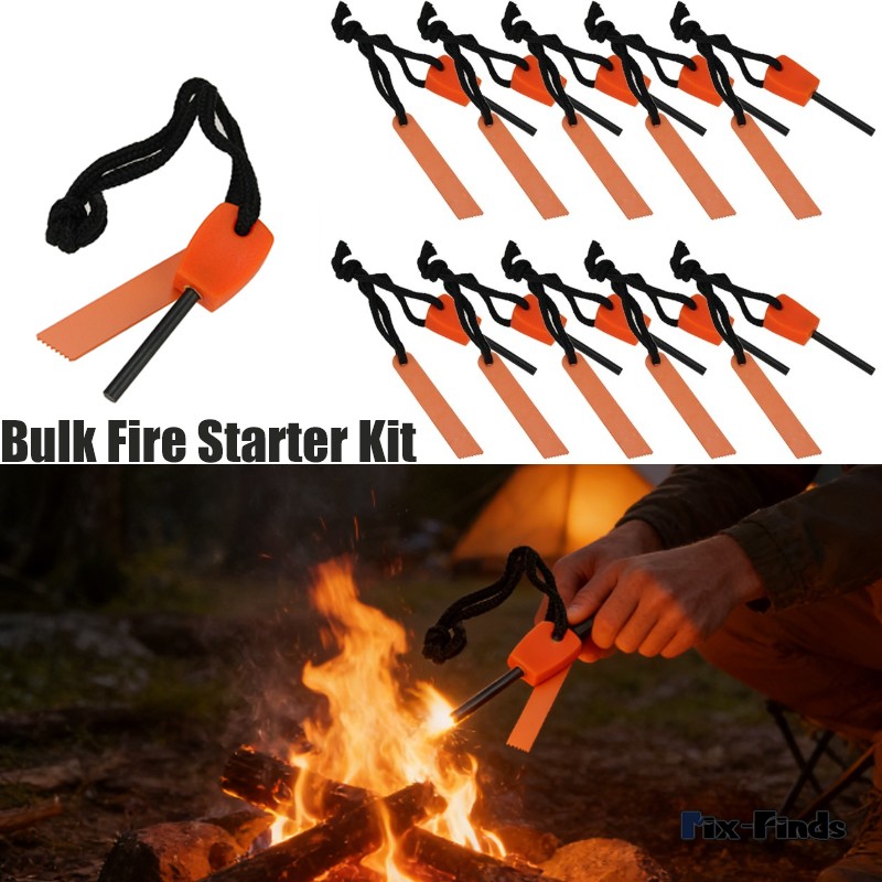 Lot 10-50x Emergency Flint Fire Starter Rod Lighter Magnesium Camping Tool Kits