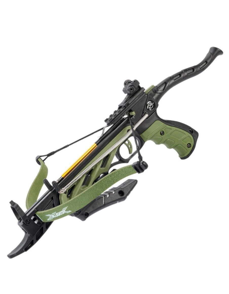 80lb Self Cocking Alligator Pistol Crossbow Fiberglass with Forearm Grip