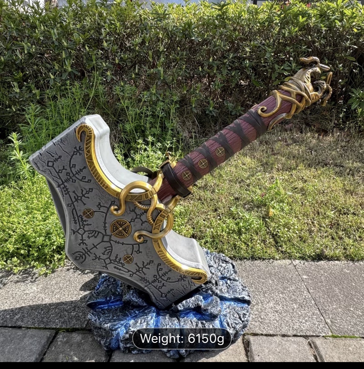 Thor Hammer 1:1 Mjolnir Game Metal Aluminum Glow In The Dark Resin Base Avengers