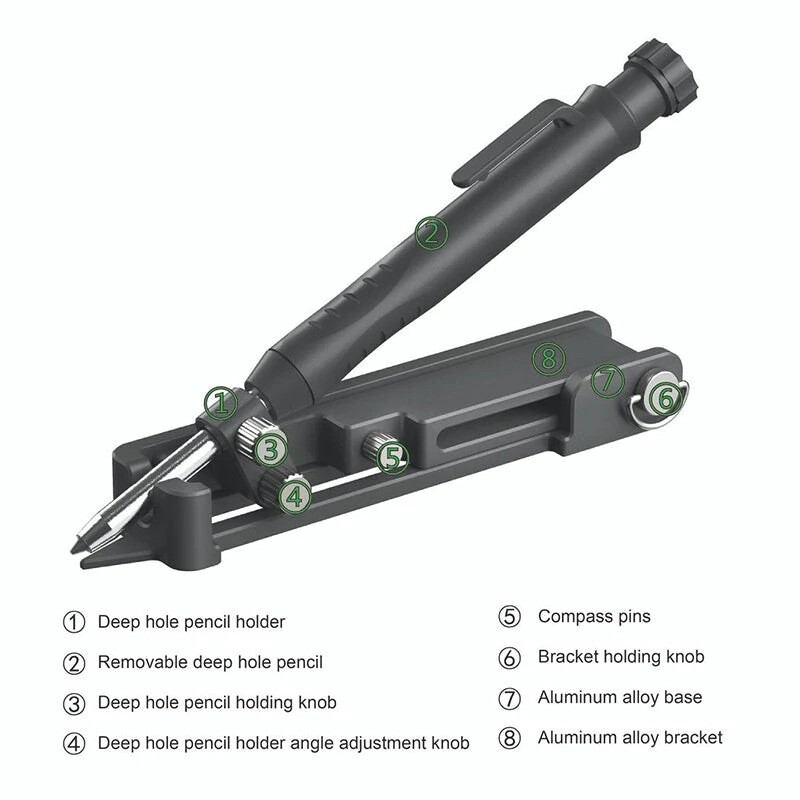 Multi-purpose marking tool -- Aluminium alloy marking tool with deep-well pencil