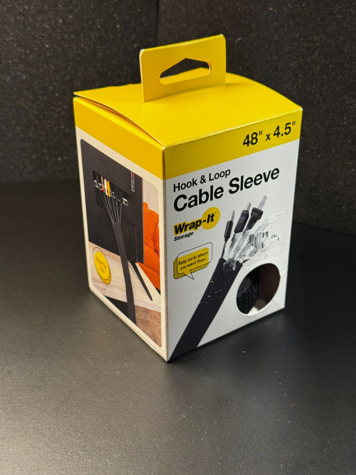 Wrap-It Cable Hook and Loop Sleeve - Black - 48" x 4.5" (Open-Box)