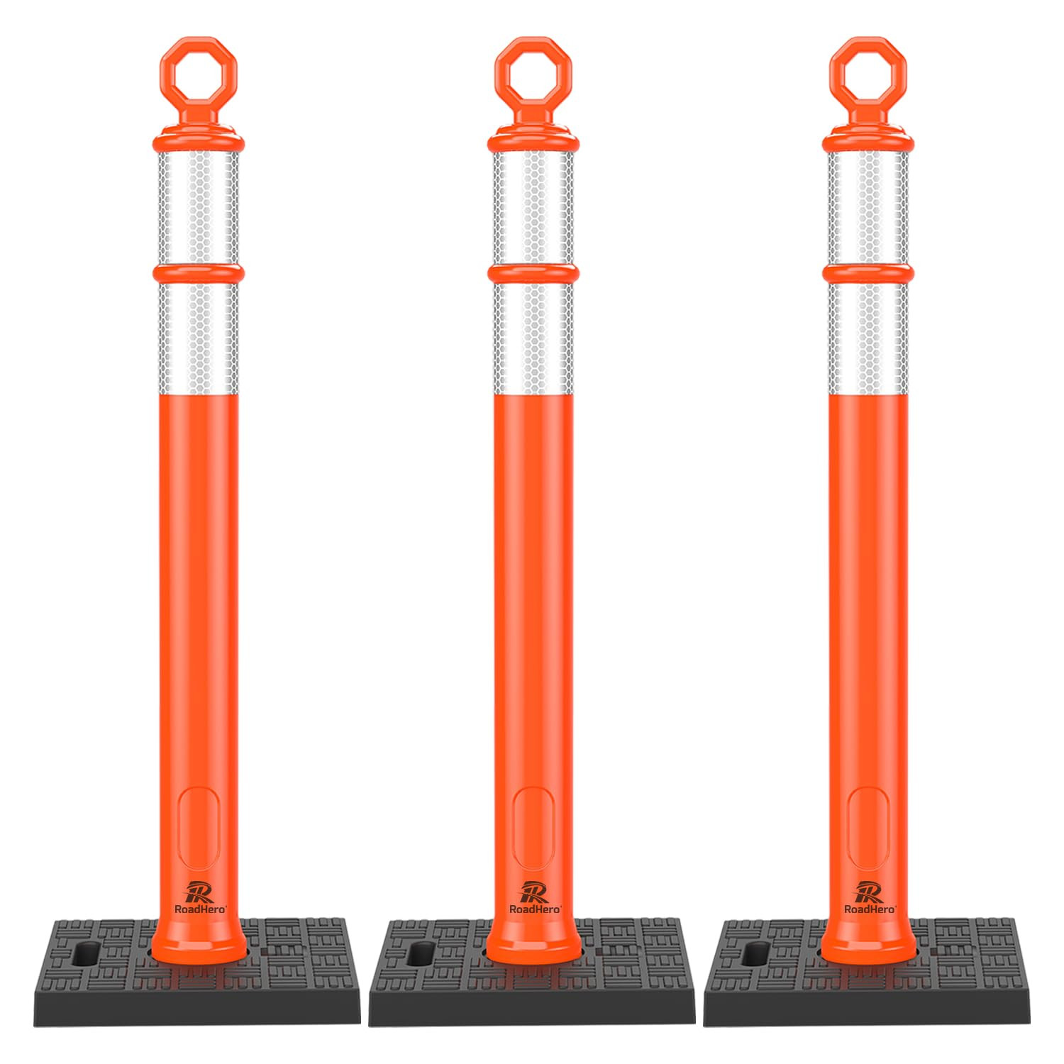 42 Inch Delineator Post with Base, Portable Orange Traffic Delineator Posts Cone