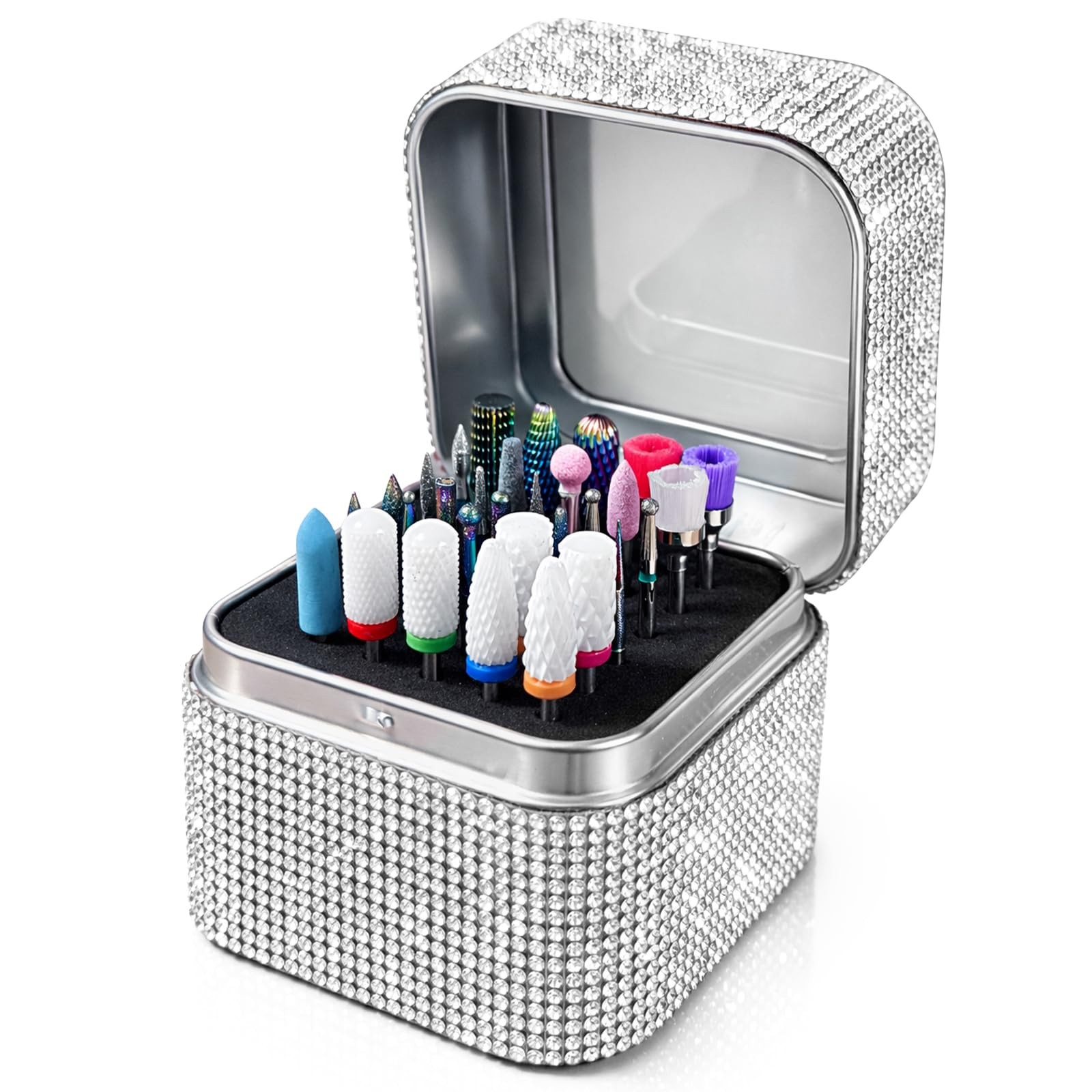Nail Drill Bit Holder, Dustproof Rhinestones Drill Bit Organizer Case 30 Hole...