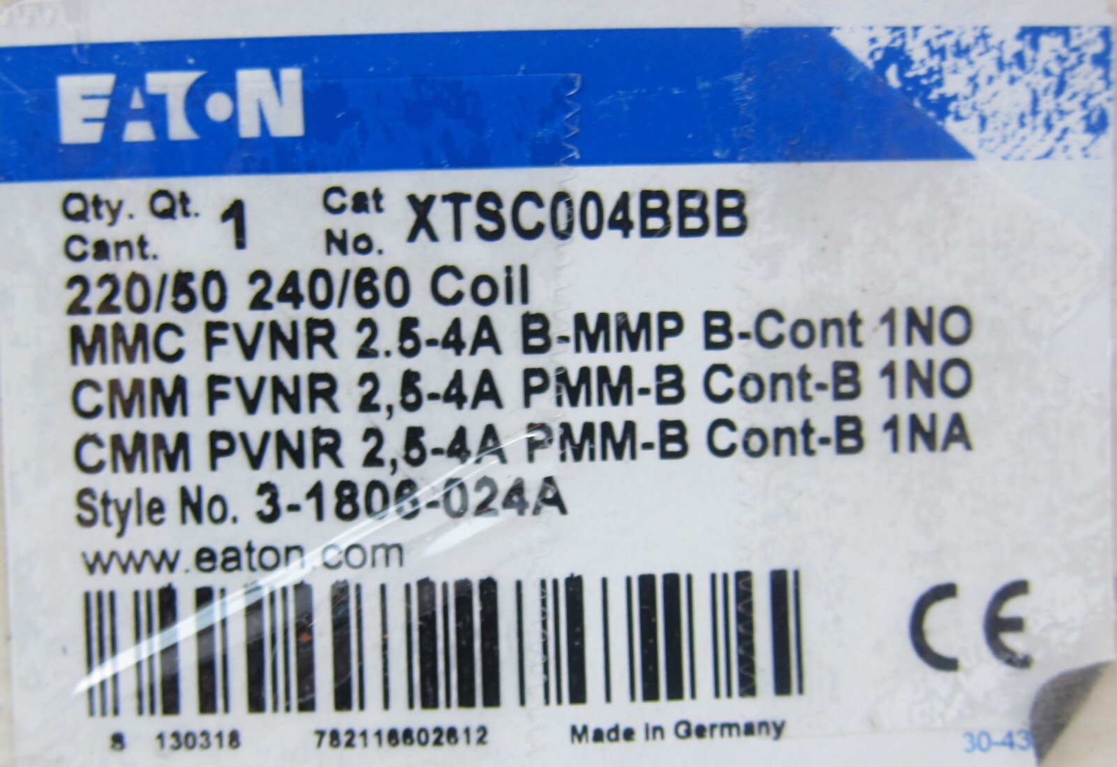 NEW Eaton XTSC004BBB Manual Motor Controller PKZM0-4