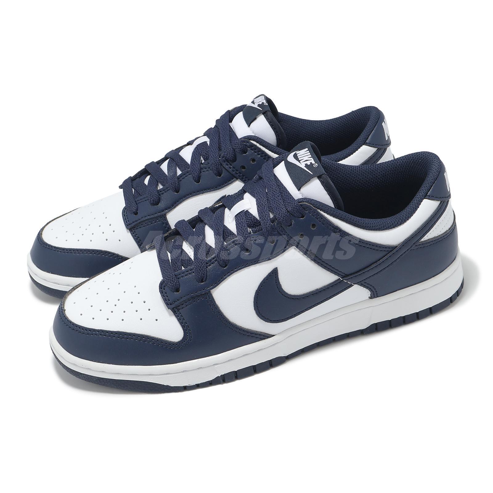 Nike Dunk Low White Midnight Navy Men Casual Lifestyle Shoes Sneakers HF5441-107