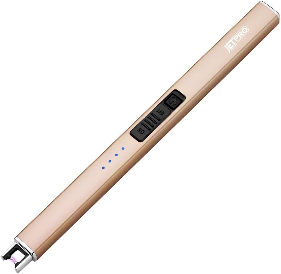 Elegant Gold Windproof Electric Arc Lighter with USB Rechargeable Safety Lock