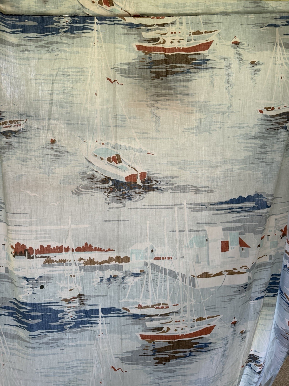 Waterbed Sheet Vintage 1980's King 78 x 88 Sailboat Fitted and top Sewn together