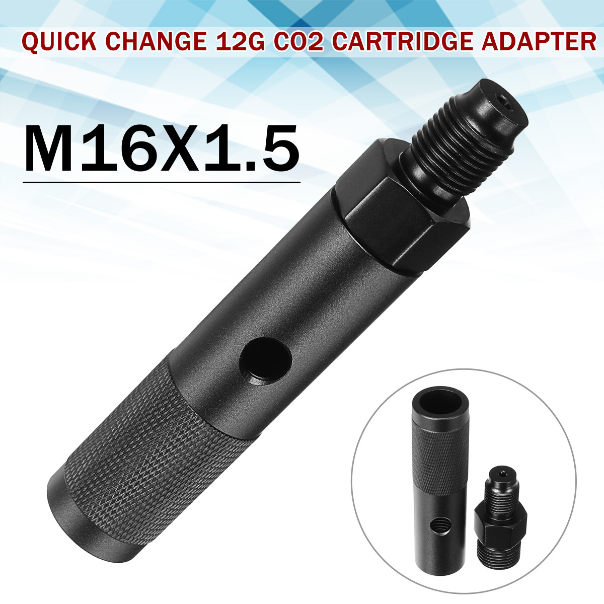 M16x1.5 Quick Change 12g CO2 Cartridge Adapter with 88g or 90g Capsule Thread