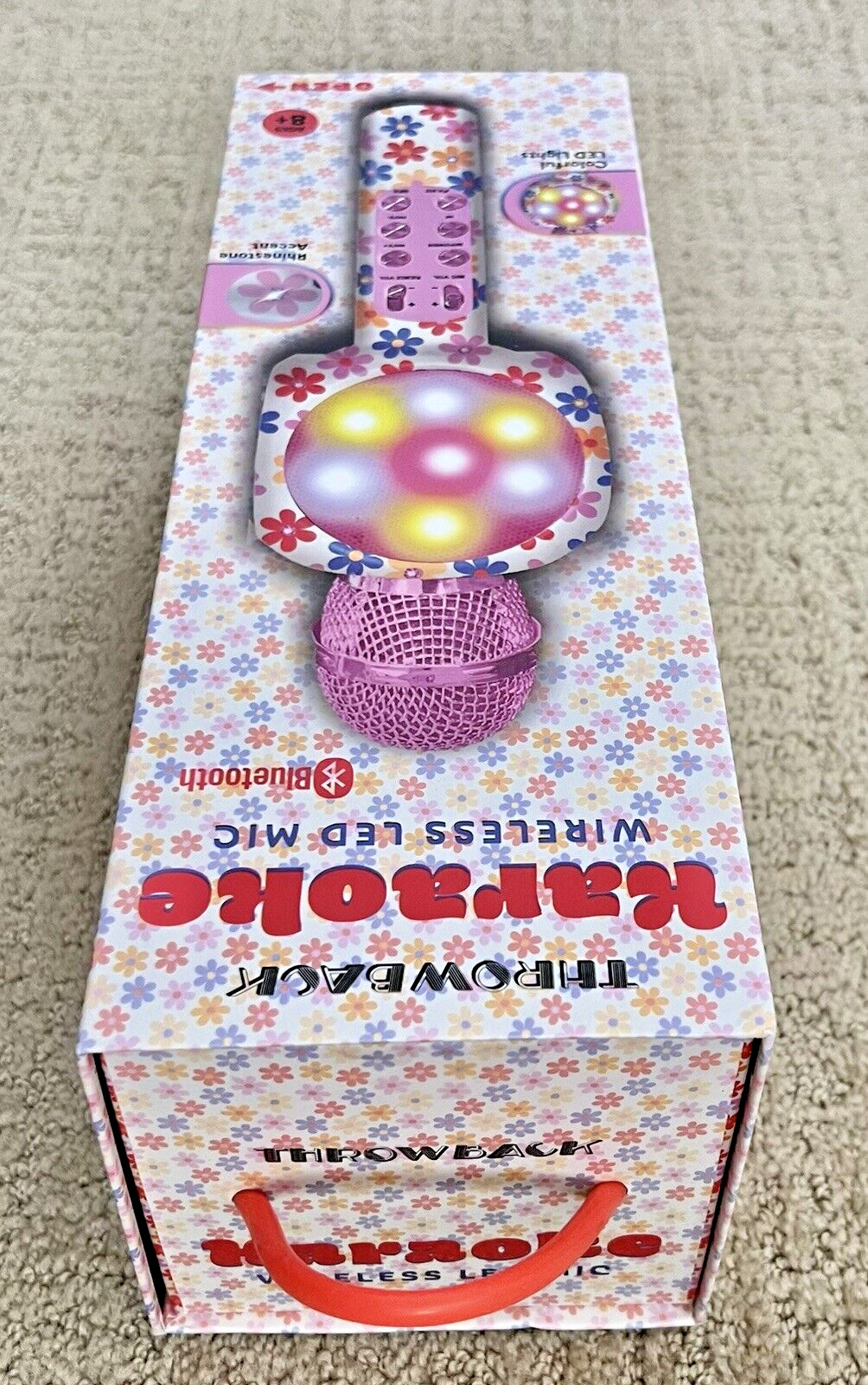 Throwback Karaoke Wireless Bluetooth MIC, Colorful LED Lights, NEW IN BOX