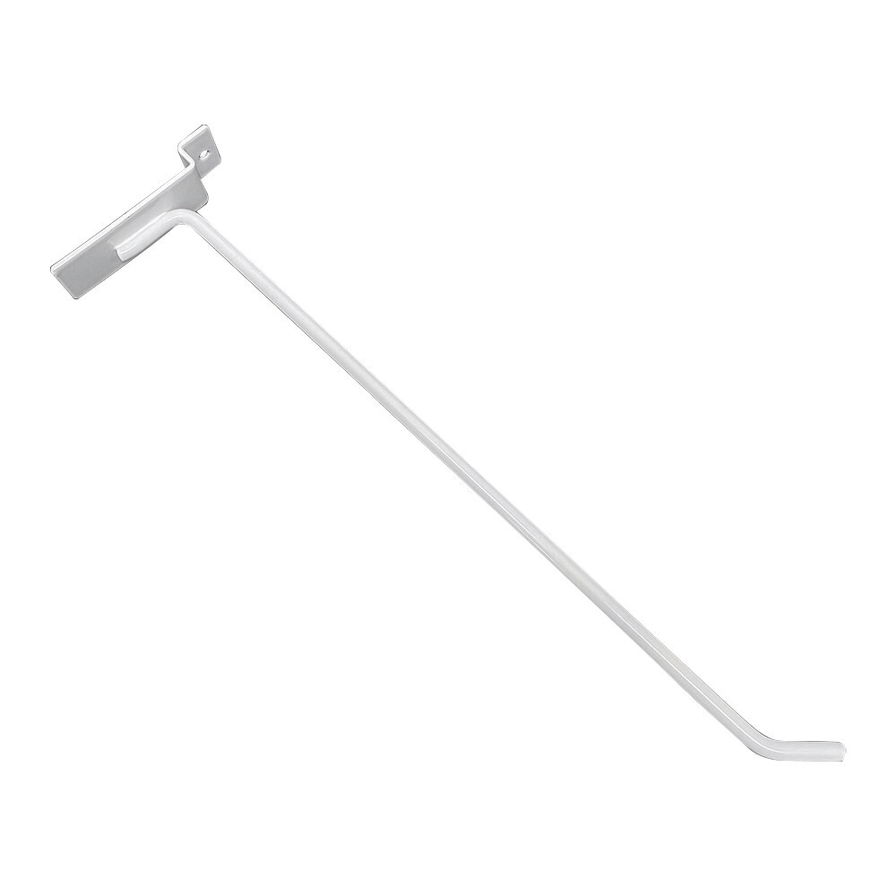 12" Gloss White Slatwall Panel Hooks Display Hooks,Single Rod Hooks - Pack 12