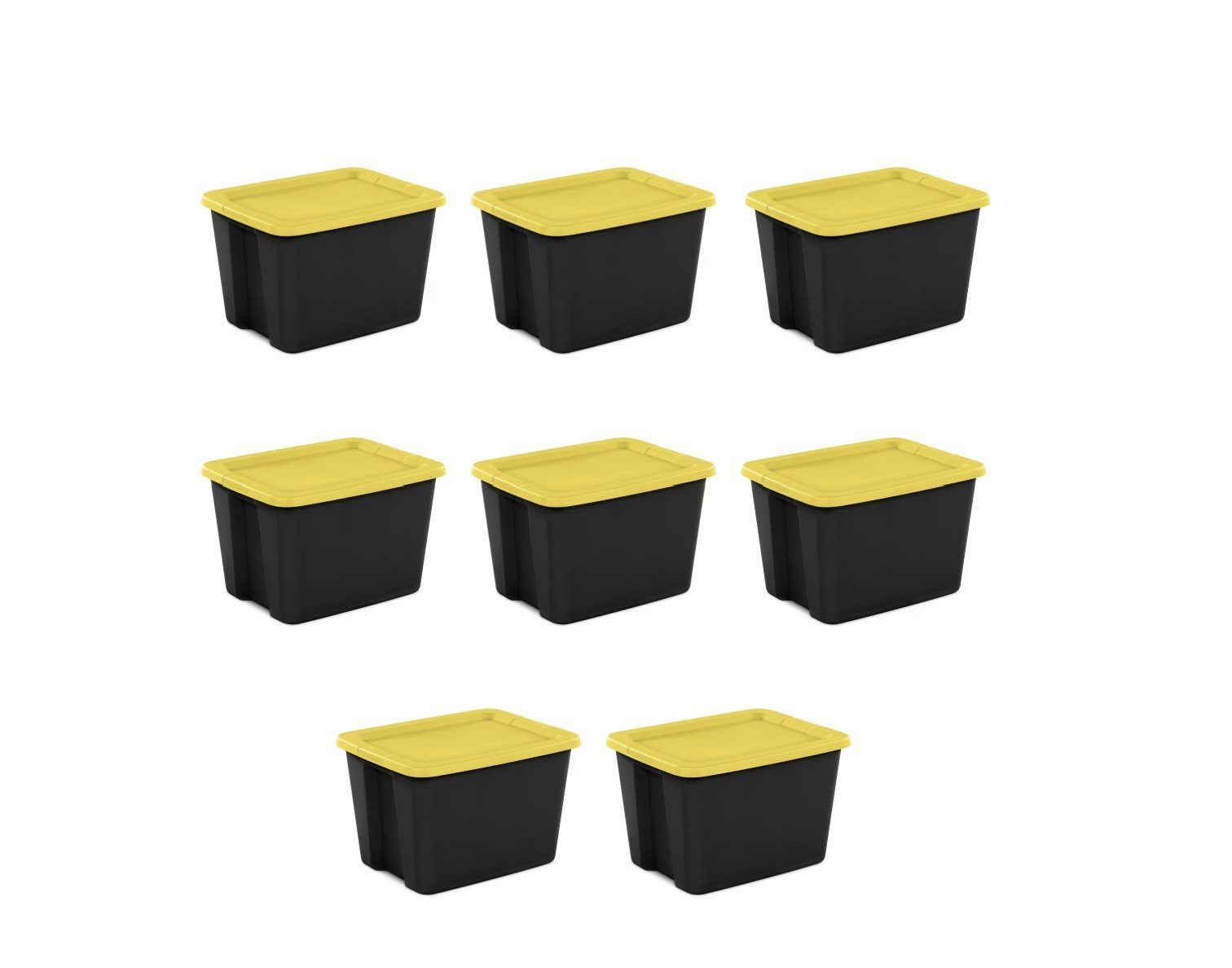 Sterilite 18 Gallon Storage Bin 8 Pack Snap Lid Black Yellow
