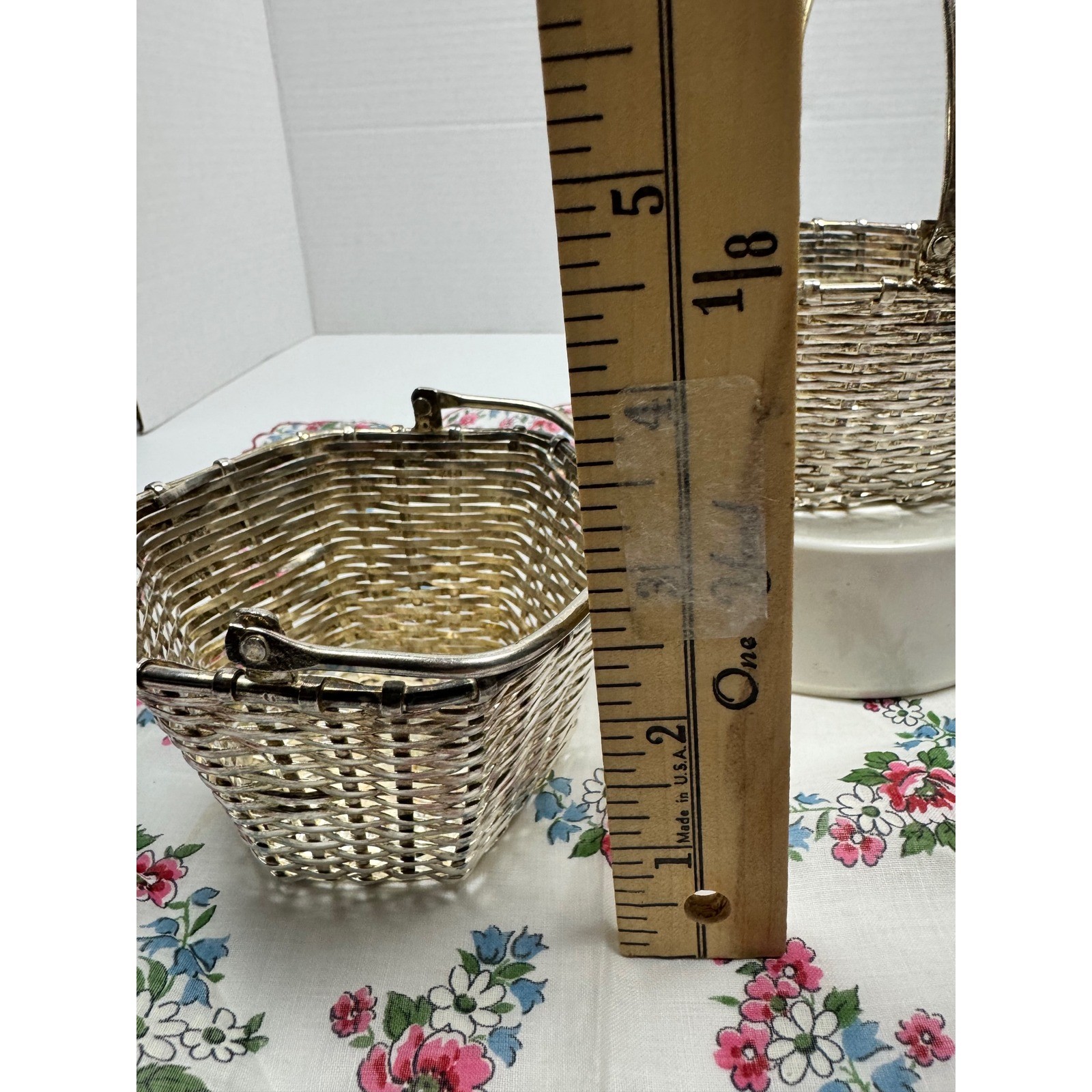 Vintage 2 Silver Plated Small Woven Wire Baskets AMC New York Easter Decor
