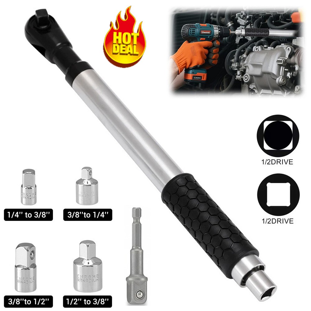 1/2" Offset Extension Wrench Impact Ratchet Extender for Electric Drill Adapter