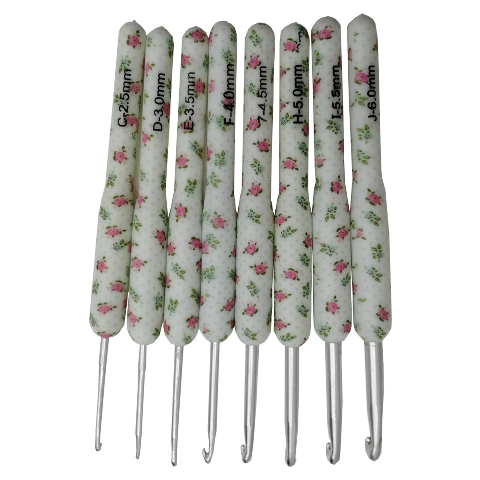 8pcs Hooks Needles Knit Weave Soft Pottery Crochet White Printed Crochet Hooks