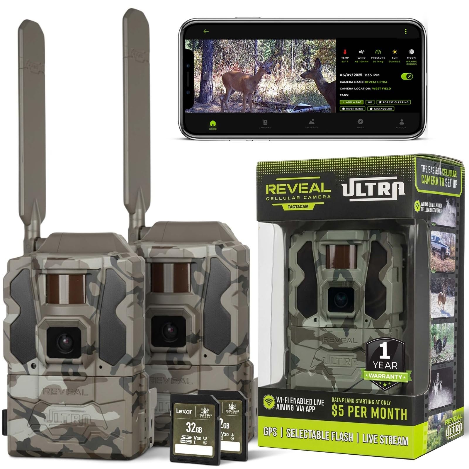 TACTACAM Reveal Ultra Cellular Trail Cameras – 4K Photo, 1080P Video, Live...