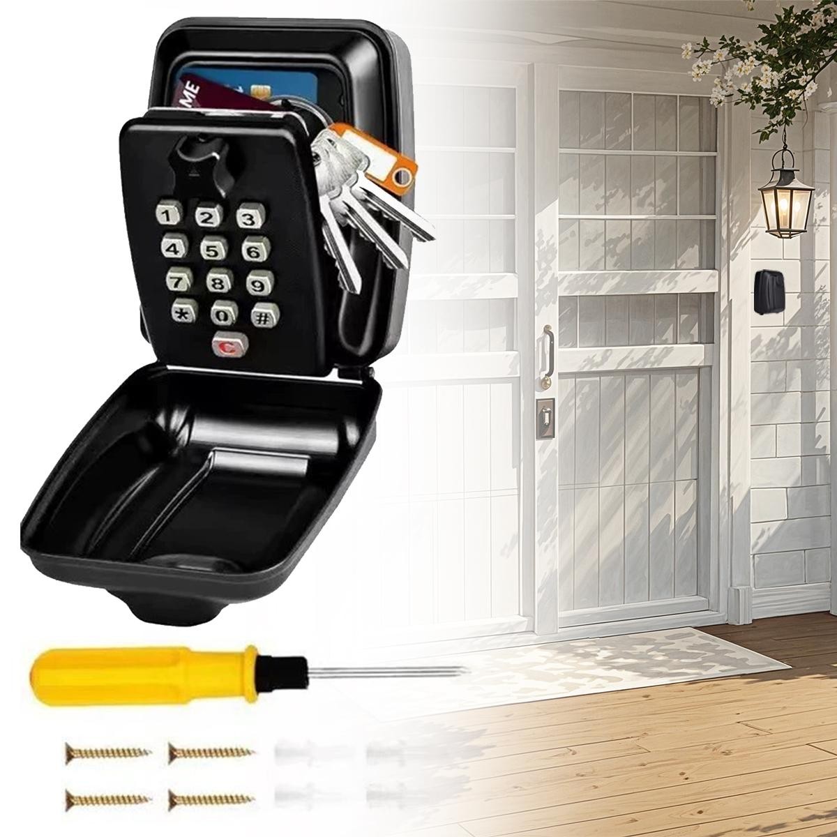 Durable Zinc Alloy Key Lock Box with Weatherproof Cover and Wall Mount Design