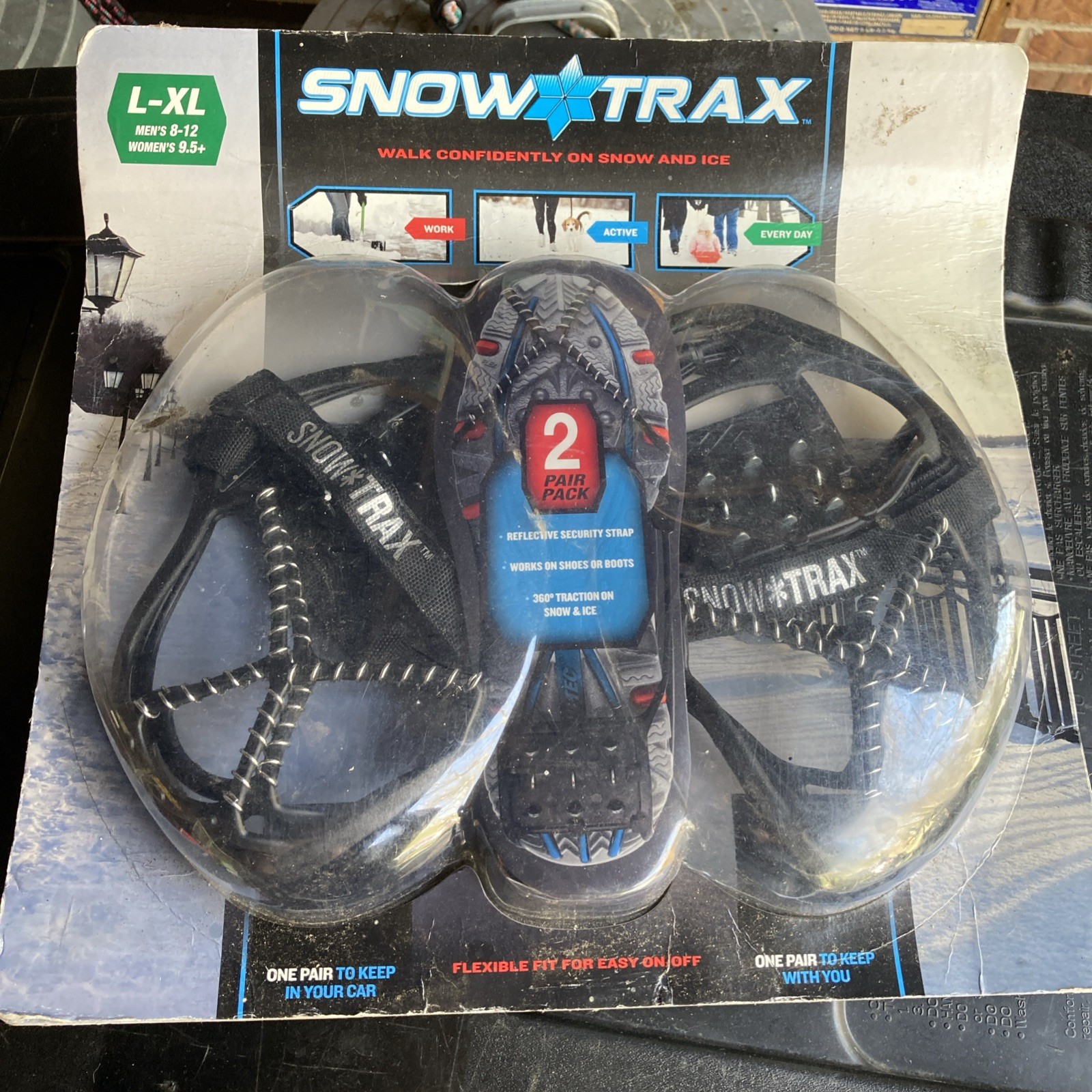 Snowtrax by Yaktrax Traction Gear L-XL, Men 8-12 Women 9.5+ 2 pairs