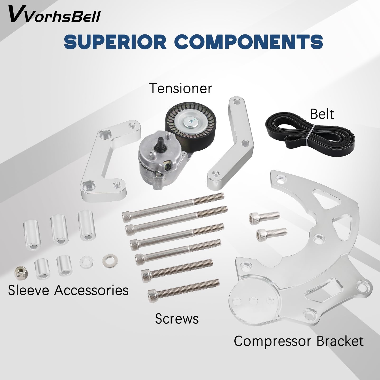 VVORHSBELL LS Swap R4 AC Compressor Bracket Kit, Silver