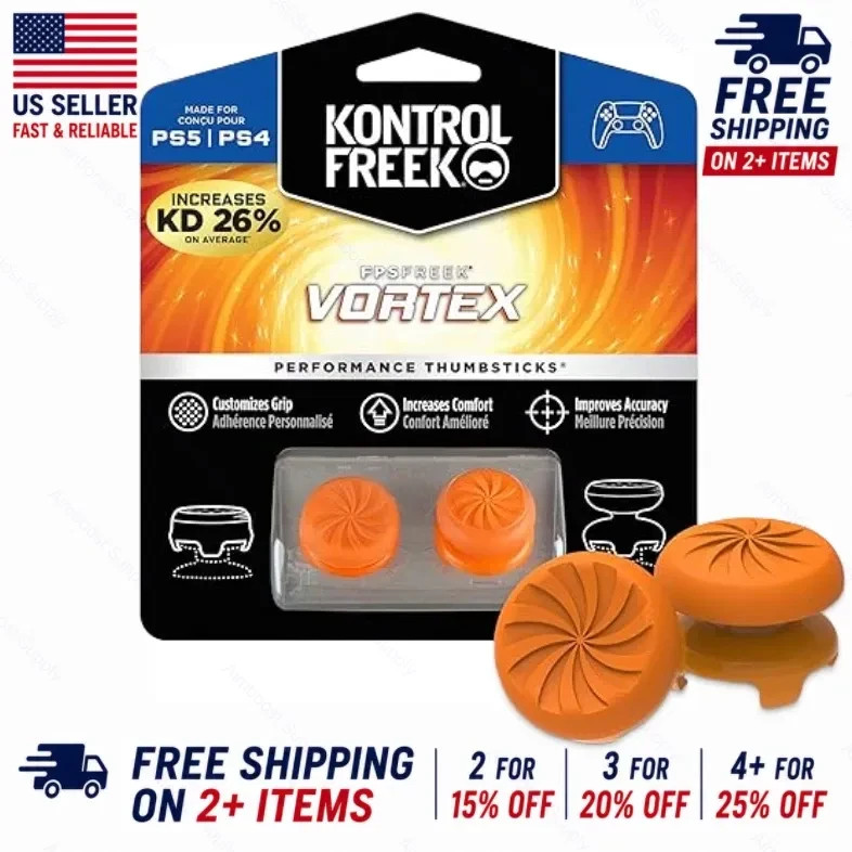 KontrolFreek FPS Thumbsticks for PS4/PS5 – Vortex Orange – Ships Fast