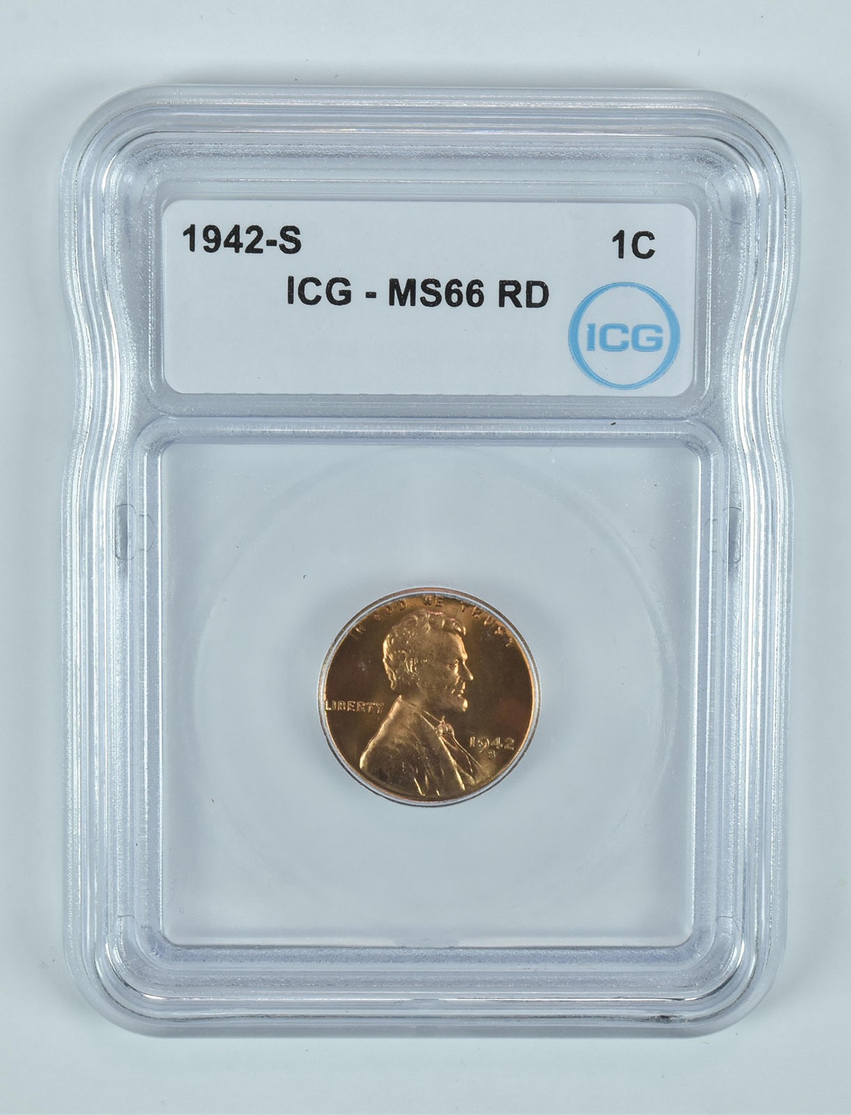 1942-S Lincoln Wheat Cent MS66 RD ICG