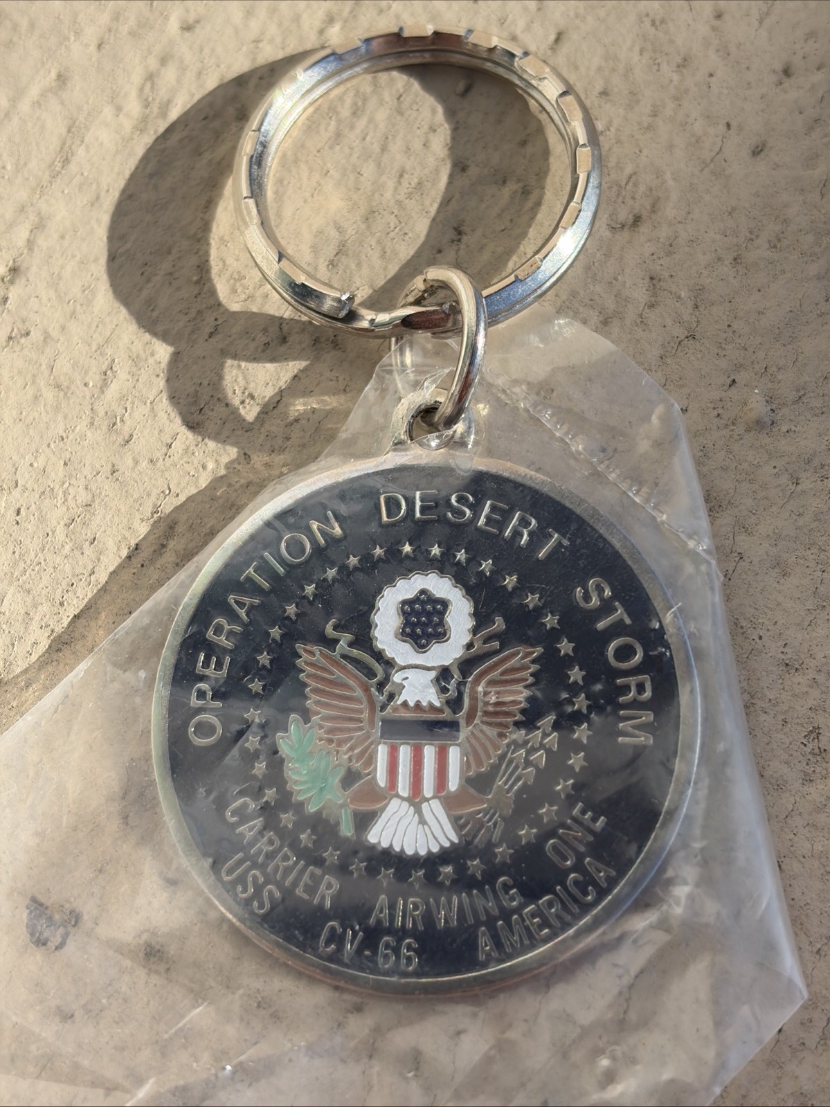 1991 USA Operation Desert Storm Key Chain Carrier AirWing One USS CV-66